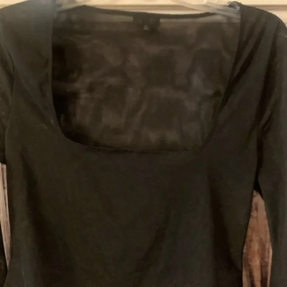NBD Black Sheer Long Sleeve Top - Picture 6 of 9